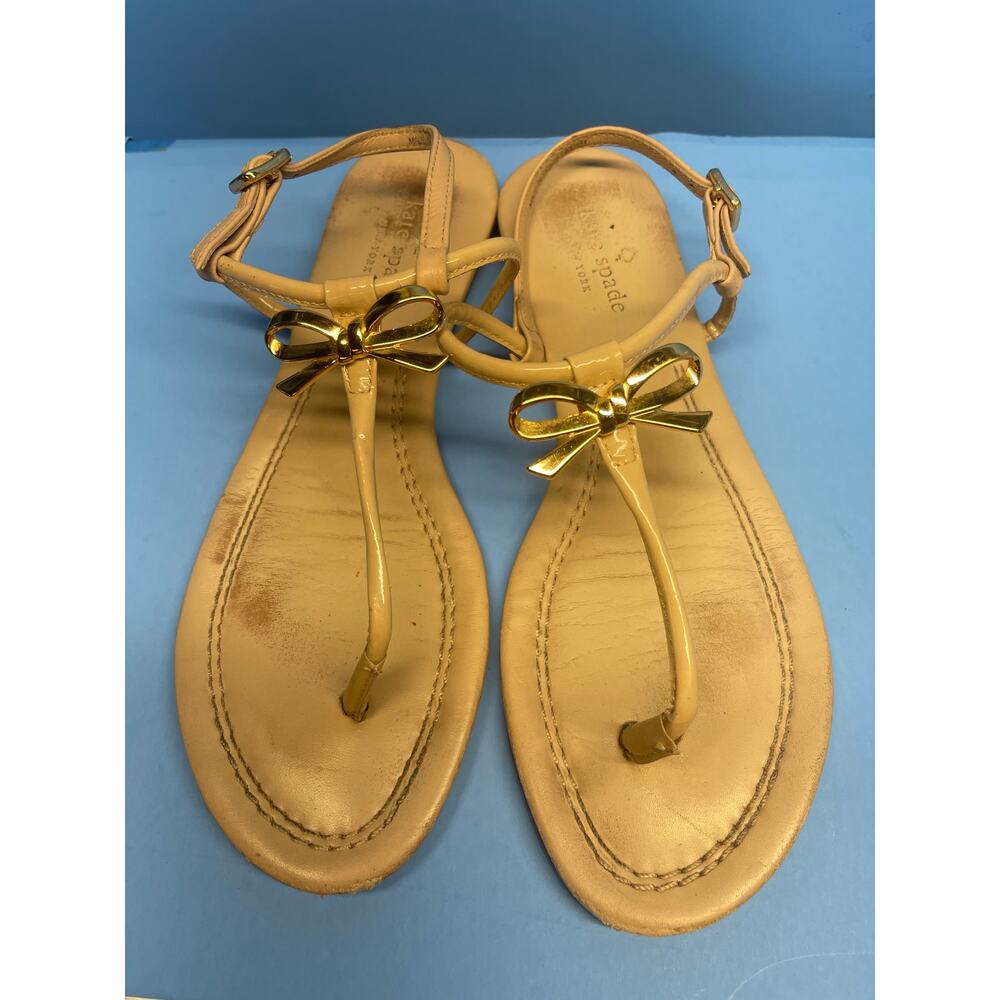 Kate Spade Thing Sandals Some Wear Shown Size 7 Beige - Picture 4 of 9